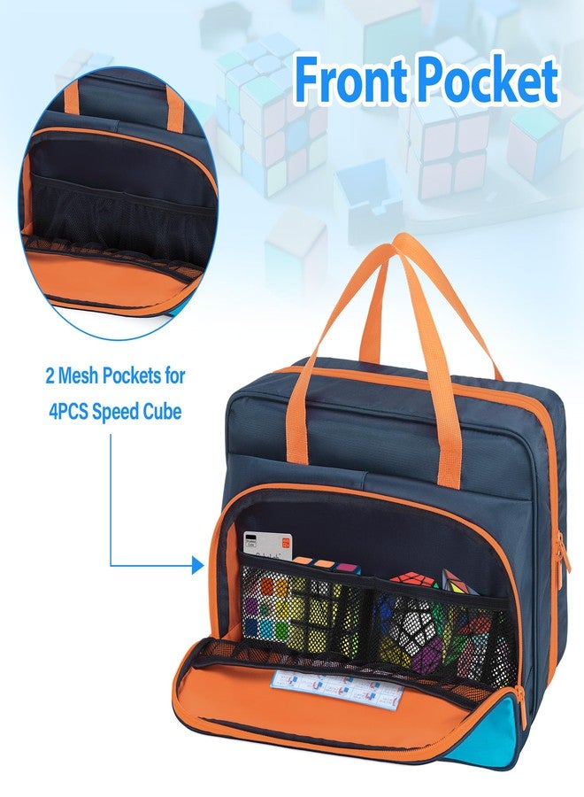 CURMIO Speed Cube Carrying Case, Portable Storage Bag Compatible with 34pcs Puzzle Cubes for Home & Travel Use, Dark Blue(Bag Only) - Image 3